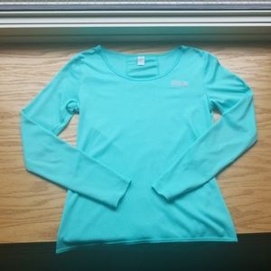Turquoise long sleeve 100% polyester FILA shirt